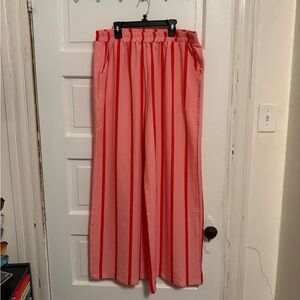 SHEIN Pink and Red Striped Wide Leg Pants